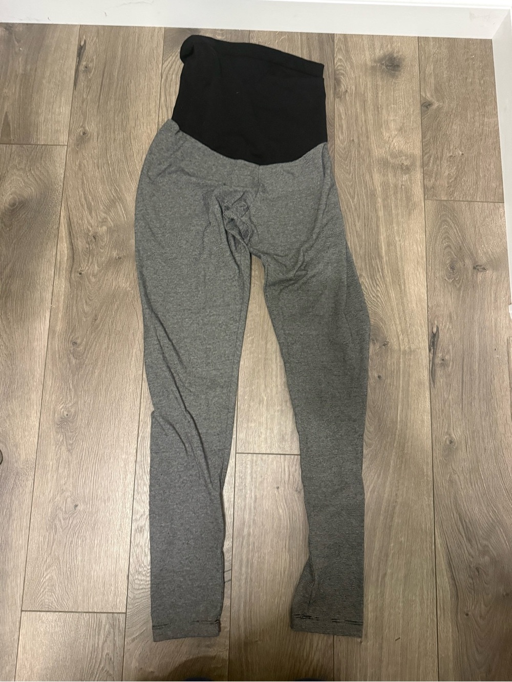Motherhood Gray Leggings with Black Maternity Waistband